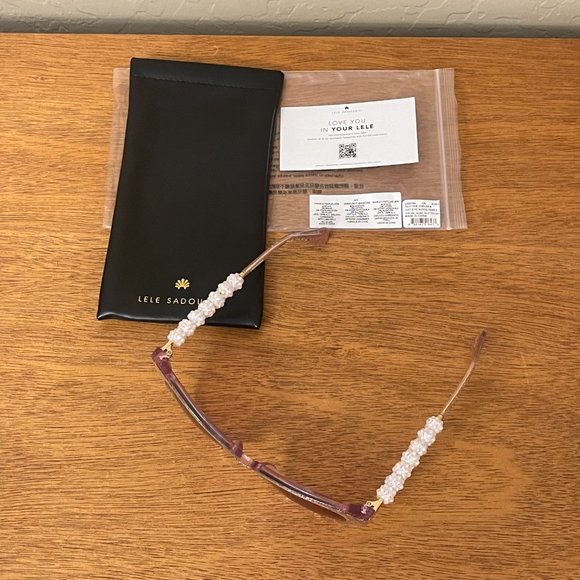 New Lele Sadoughi Sunglasses Rose Glitter Chelsea Cat-Eye NWT with Pouch - Picture 5 of 15
